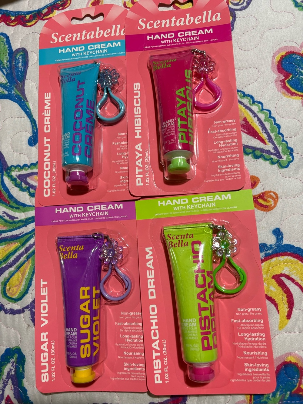Abella Scentabella Hand Cream Set — Turquoise, Pink, Purple, Lime